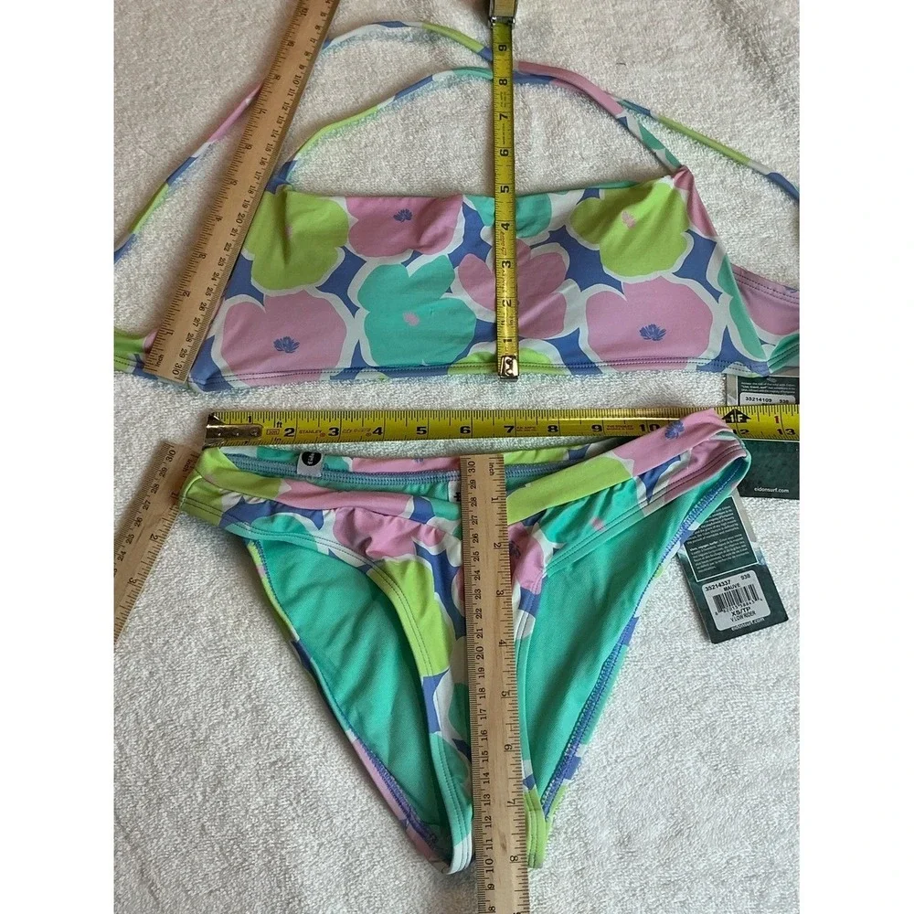 Bikini Set Eidon NWT 70's Pastel Floral S Bandeau XS V Low Rider